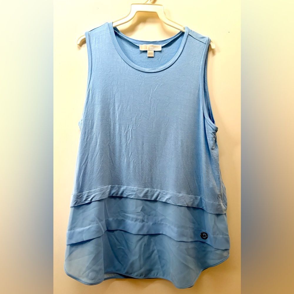 Ladies Michael Kors Sky Blue Layered Lightweight Tank Top Size L